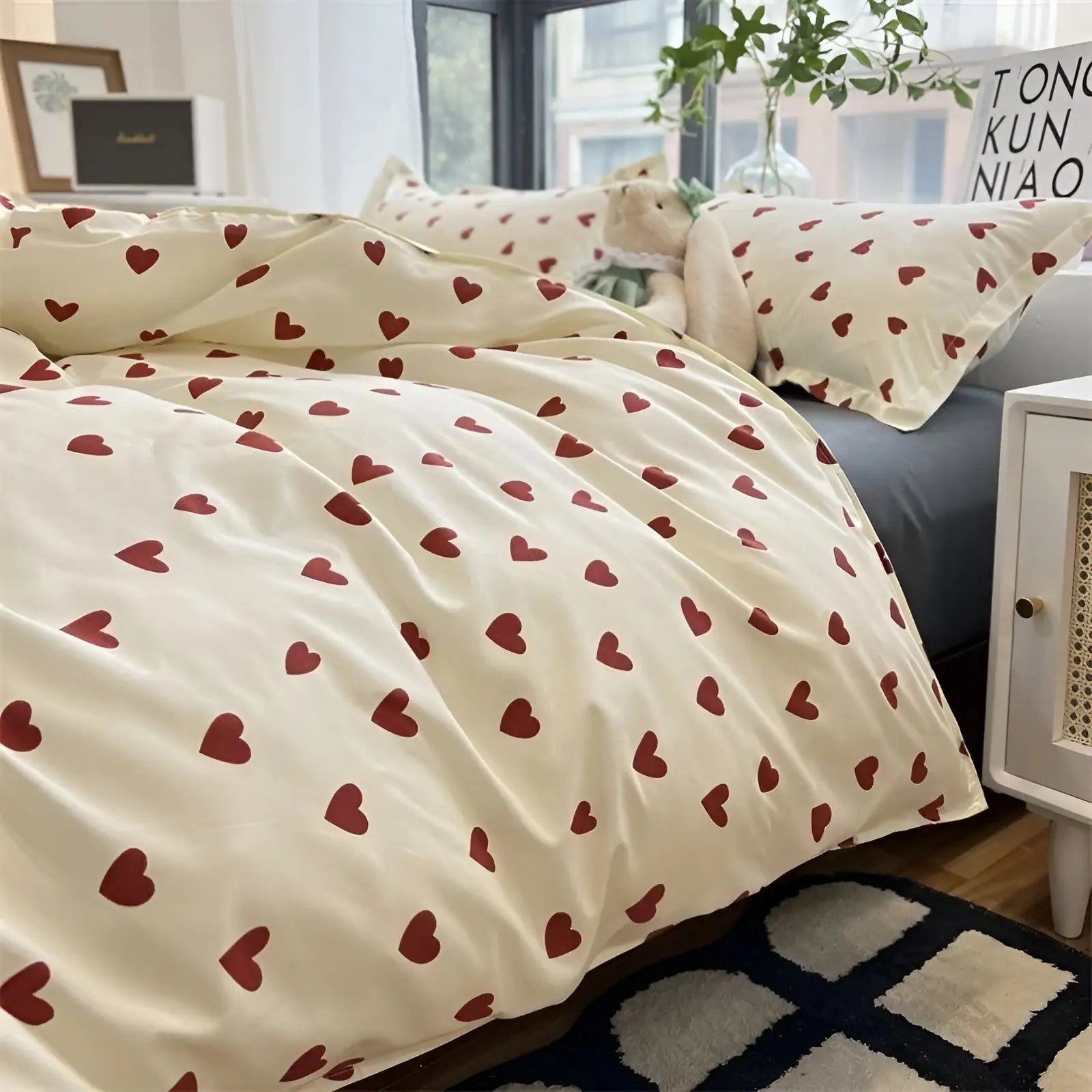 Sängkläder Set med Hjärtmotiv – LoveLuxe