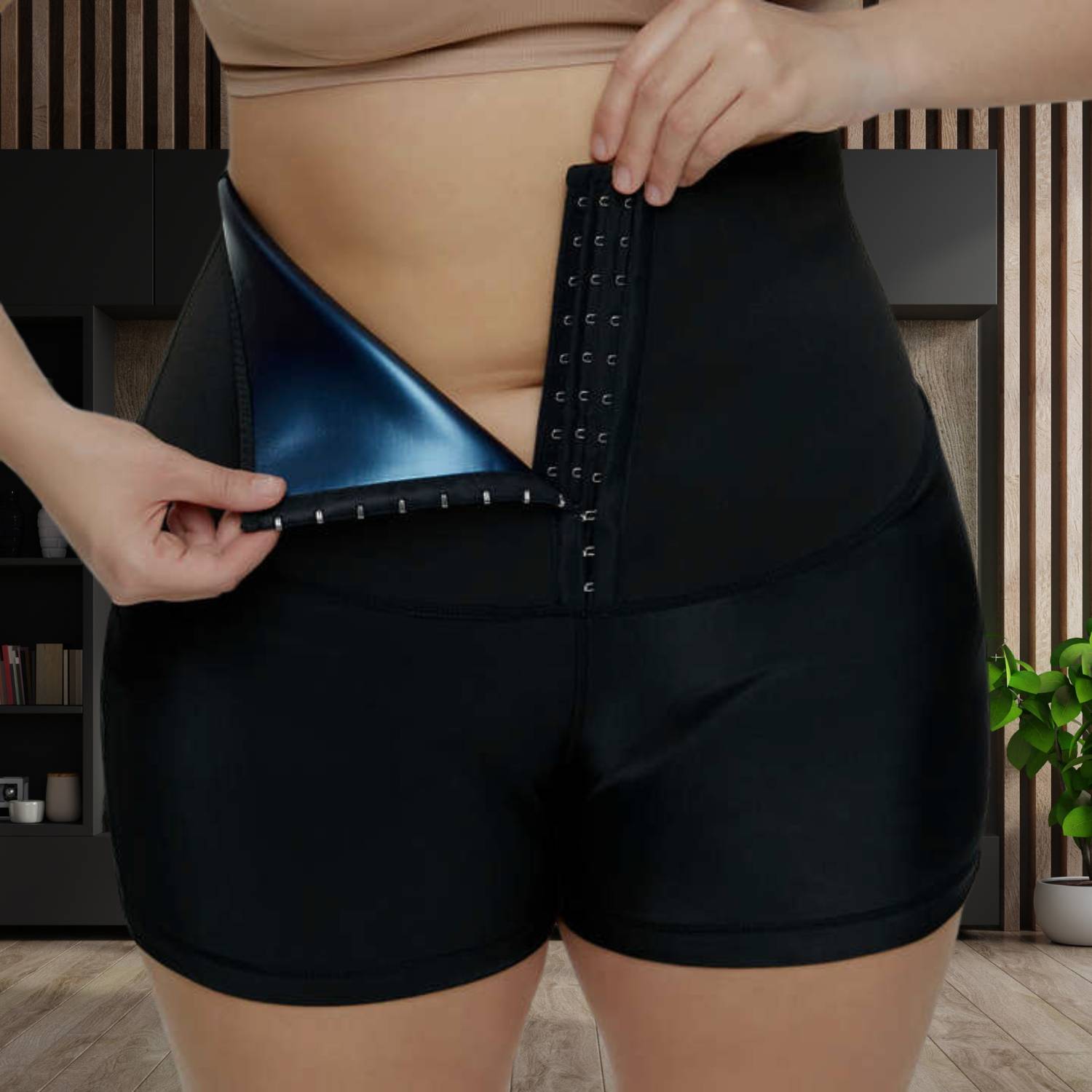 Högmidjade Sauna Sweat Pants med Midjetränare - SweatSculpt