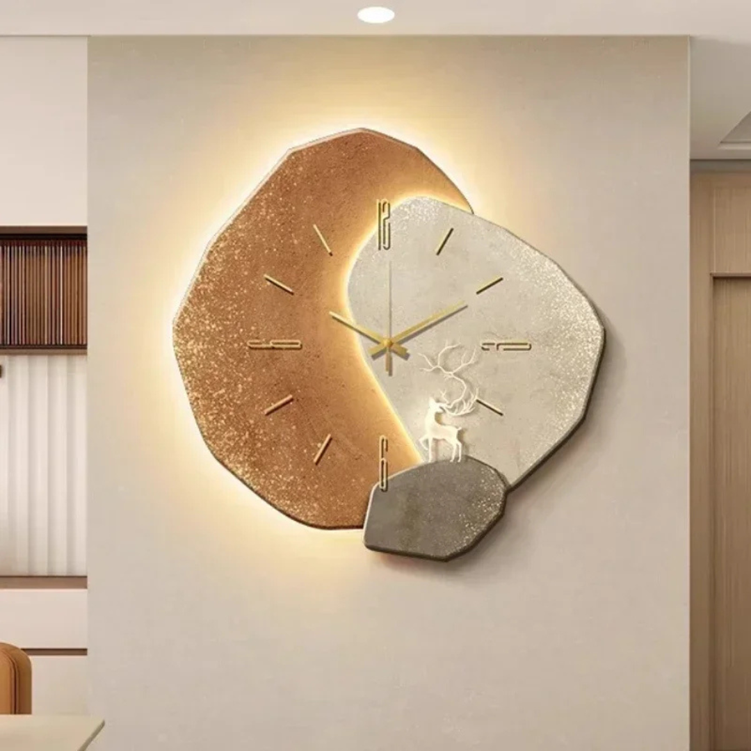 Trä Väggklocka med LED-lampa | Stilren & Praktisk Design