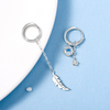 Fjäder Månstensörhängen | Sterling Silver Asymmetriska Fjäderörhängen, Vit Månstens
