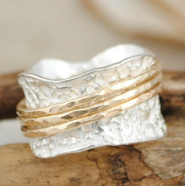 Vintage Spinner Ring i Guld & Silver – Elvira