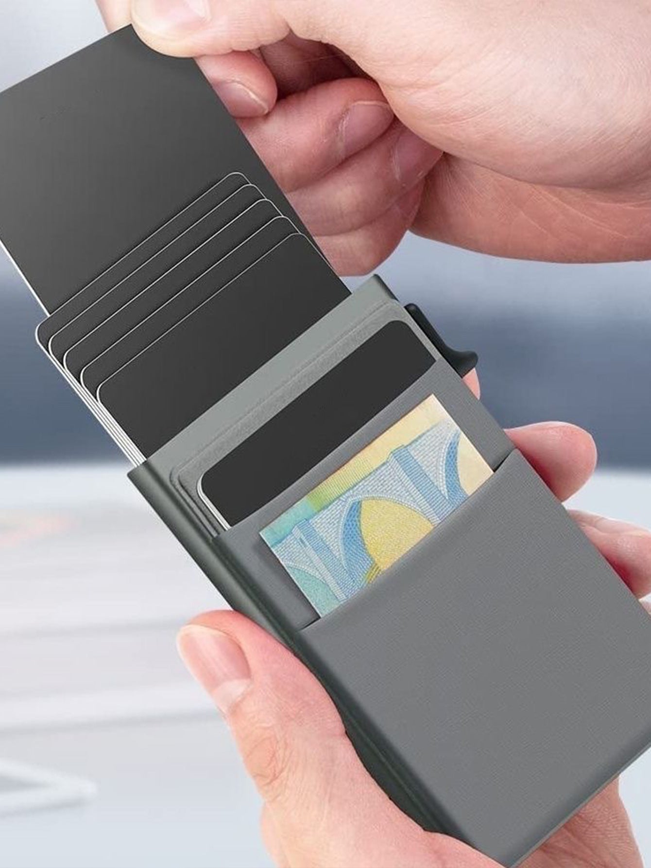 Smart RFID Kreditkortshållare - Slim Mini Metallplånbok för Män
