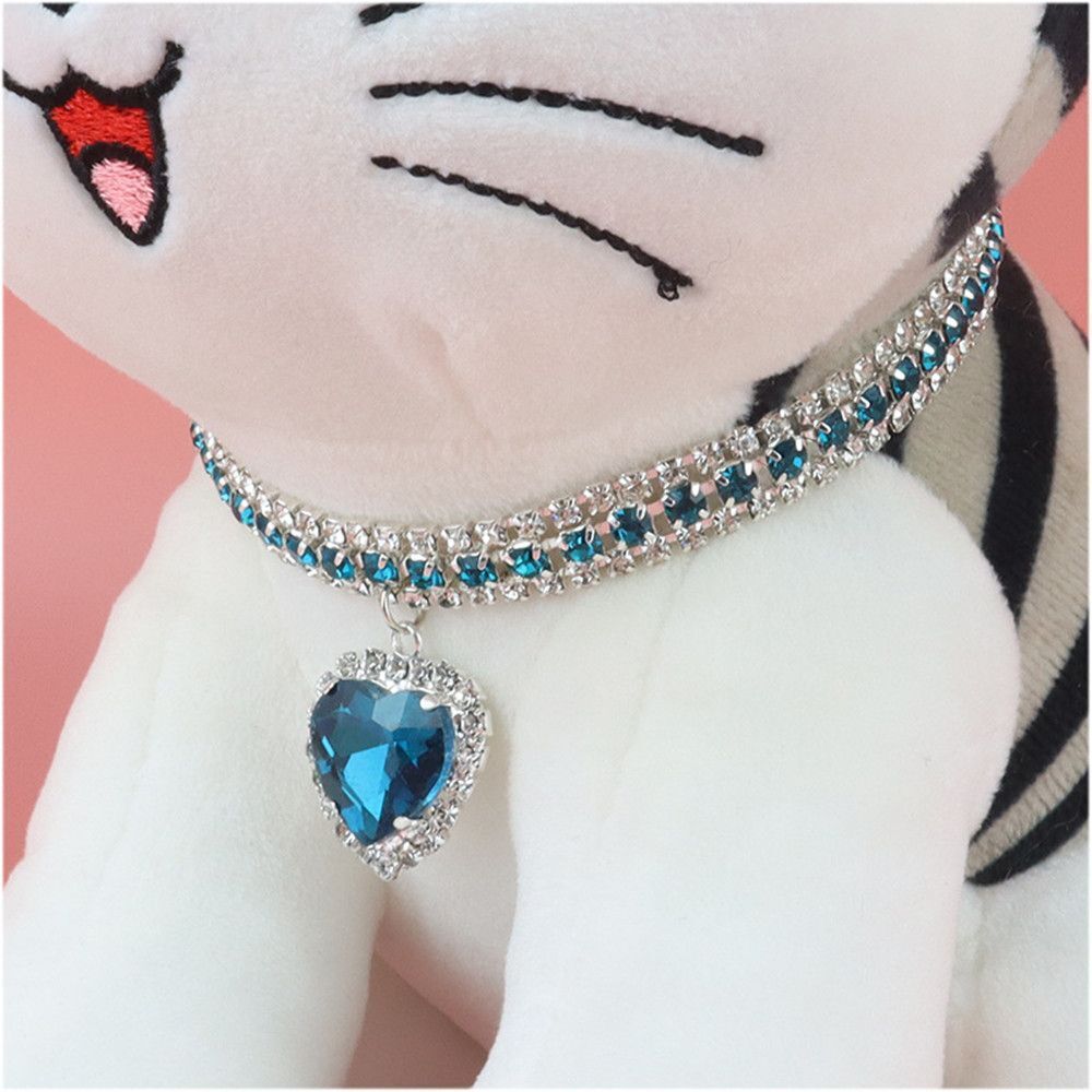 Lyxig Katt | Lyxig Kristall Katt Halsband med Hjärtformad Ädelsten Hänge Reflekterande
