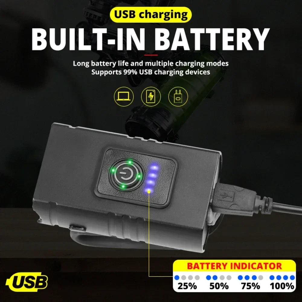 Klar Cykelbelysning LED | USB Laddningsbar Huvudlampa MTB