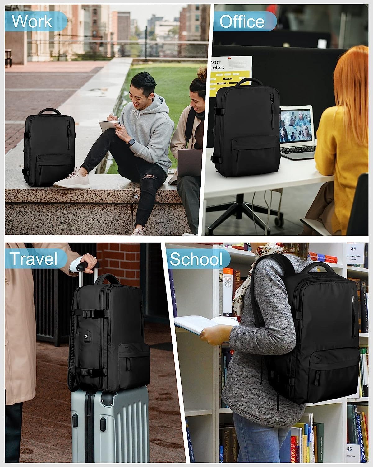 Vattentät Reserucksack med Skofack och USB-port – Lämplig för 14" Laptop