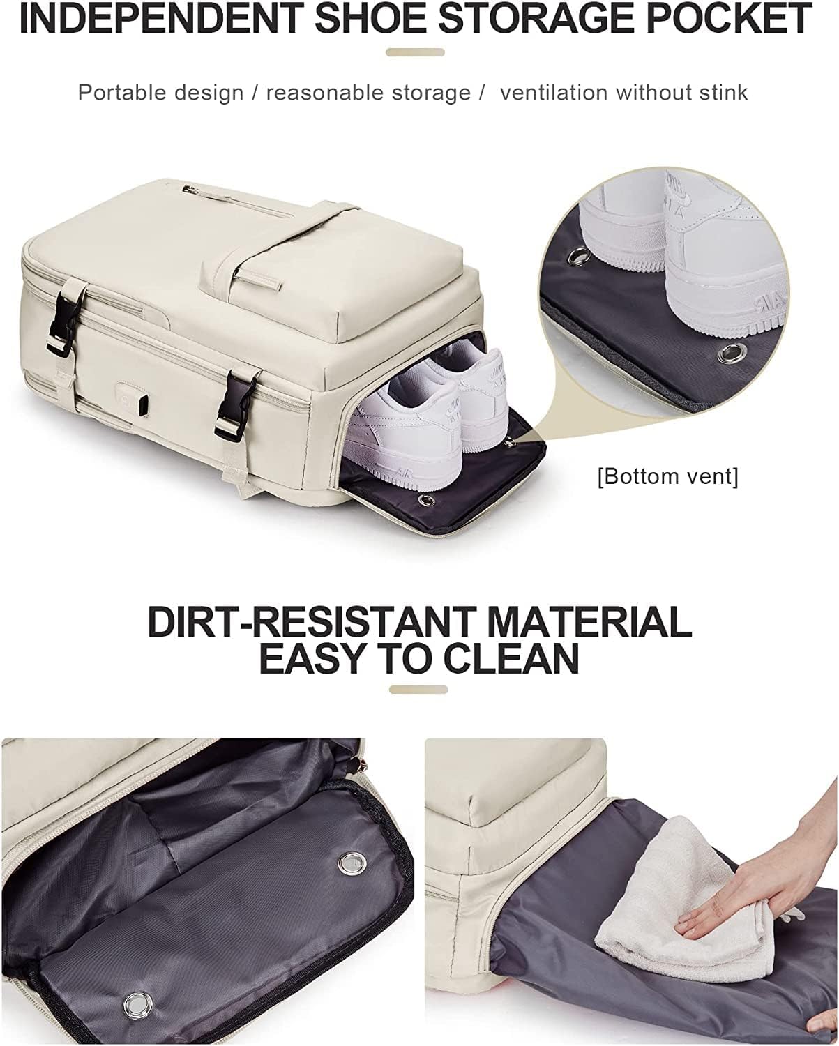 Vattentät Reserucksack med Skofack och USB-port – Lämplig för 14" Laptop