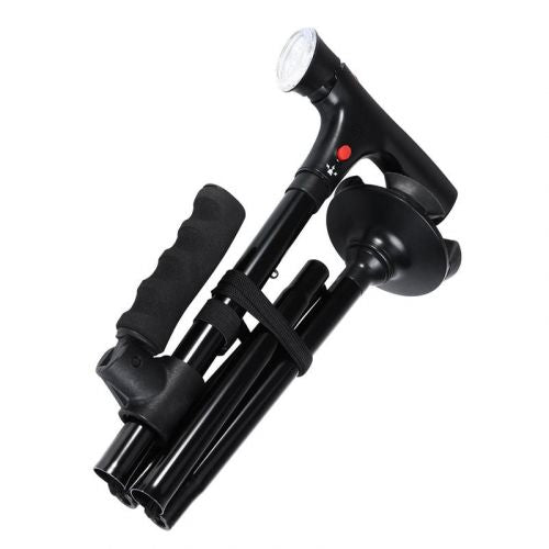 GlidePro Lyxig Gångstav | Bärbar, lätt käpp med ergonomiskt grepp och LED-säkerhetslampa