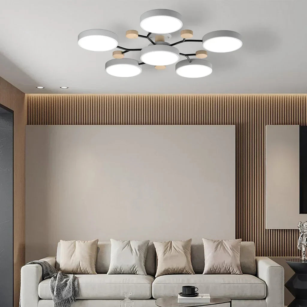 LED Plafondlampa - Modern Design | Trä & Metall