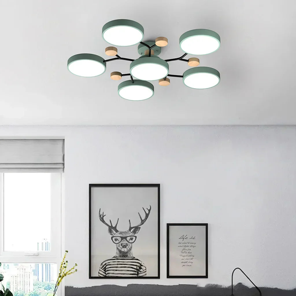 LED Plafondlampa - Modern Design | Trä & Metall