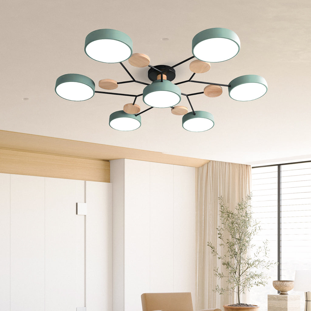 LED Plafondlampa - Modern Design | Trä & Metall