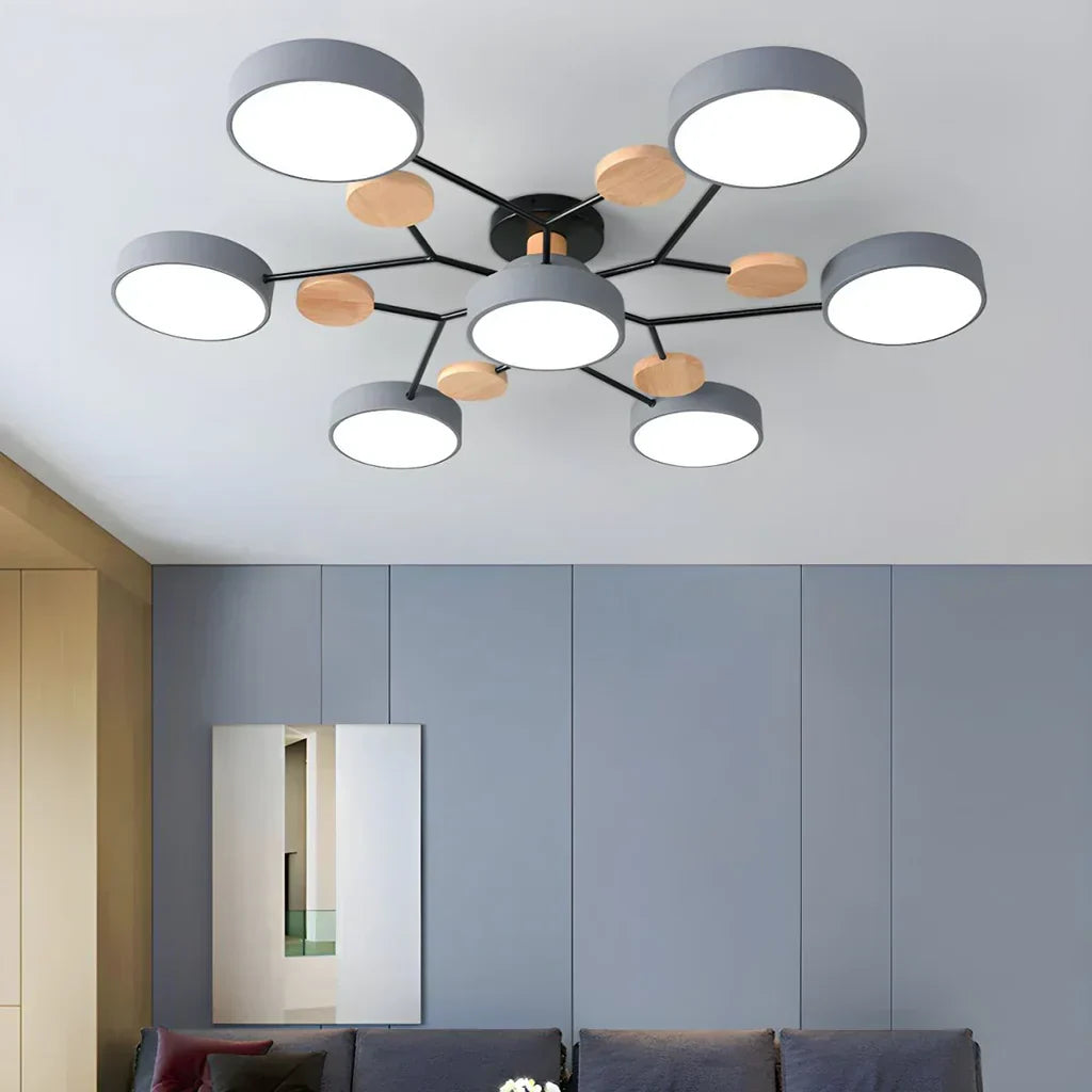 LED Plafondlampa - Modern Design | Trä & Metall