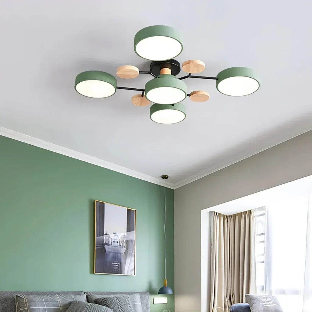 LED Plafondlampa - Modern Design | Trä & Metall