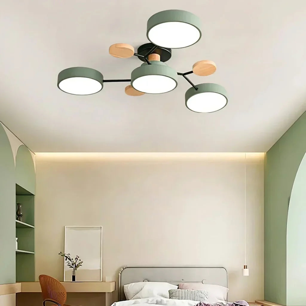LED Plafondlampa - Modern Design | Trä & Metall