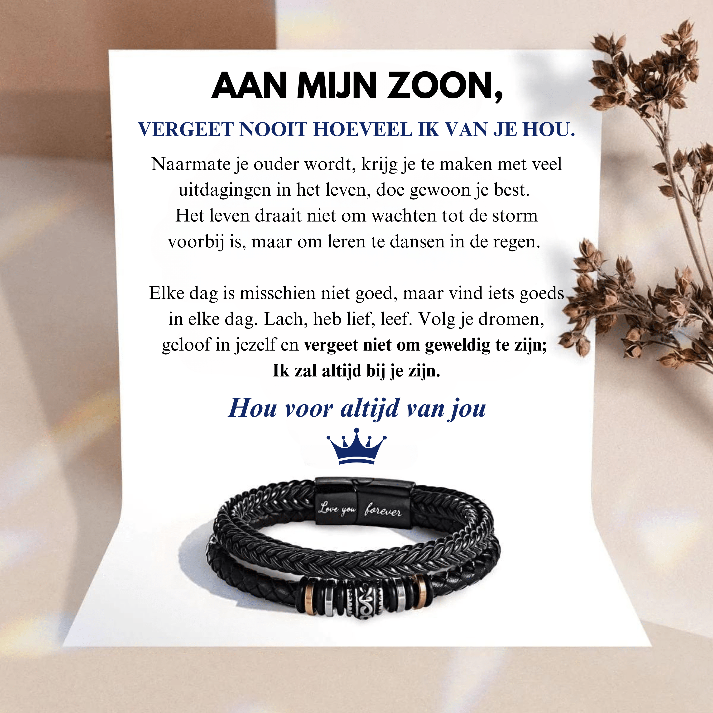Läderarmband för Son - Gravyr 'Älskar Dig För Alltid'