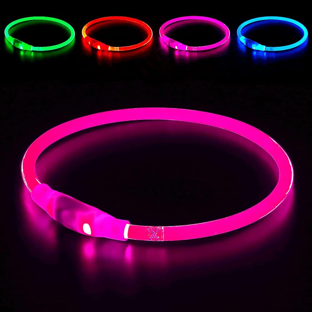 GlowSafe LED Hundhalsband – Uppladdningsbar USB Säkerhetslampa