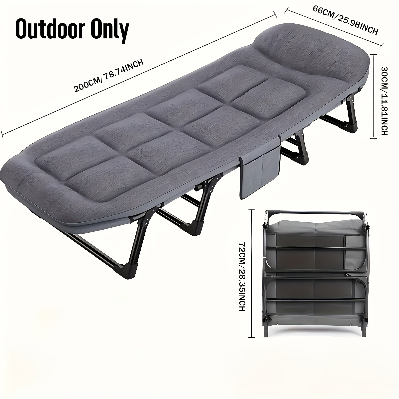 Fällbar Campingbed - Lättvikts Aluminium & Rostfritt Stål
