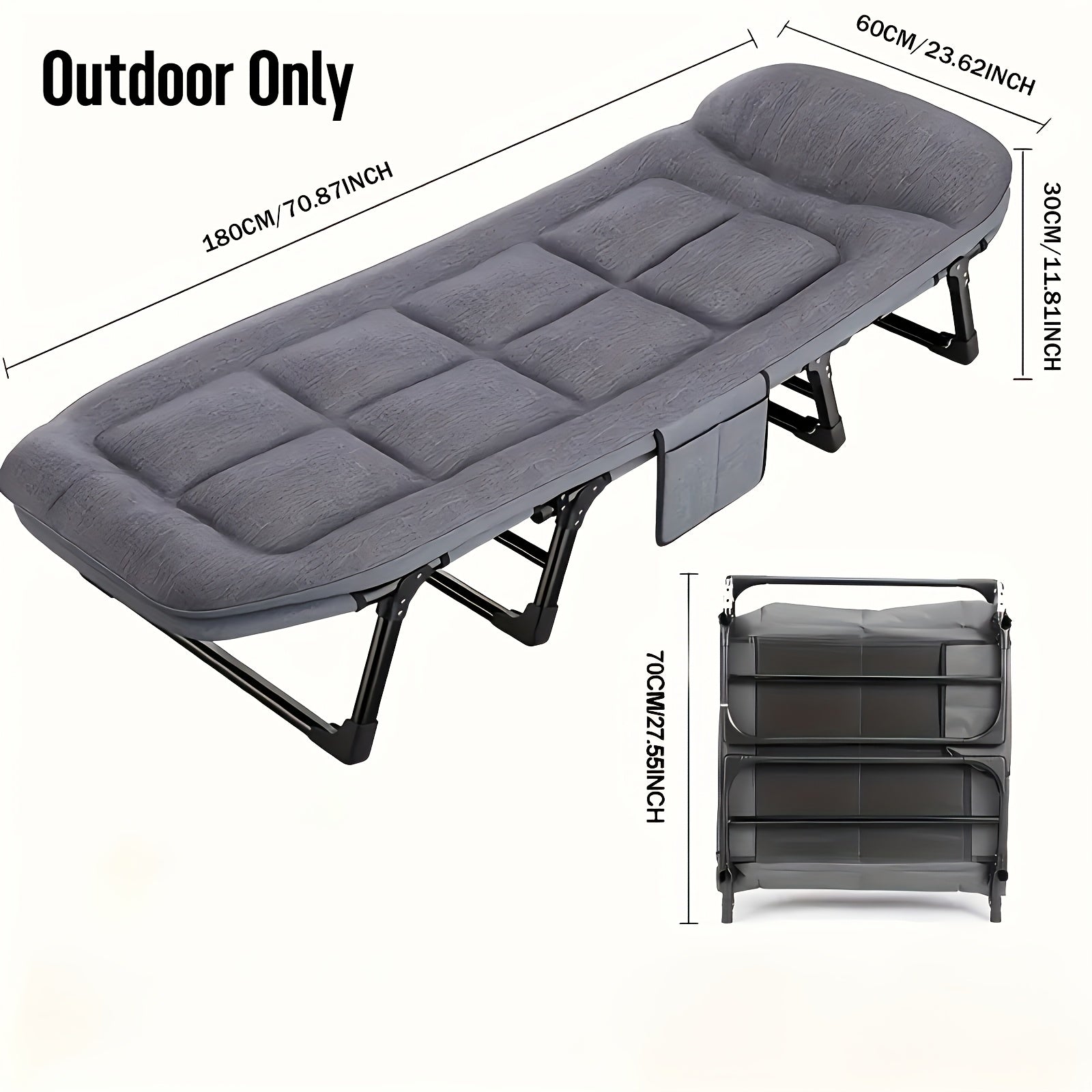 Fällbar Campingbed - Lättvikts Aluminium & Rostfritt Stål