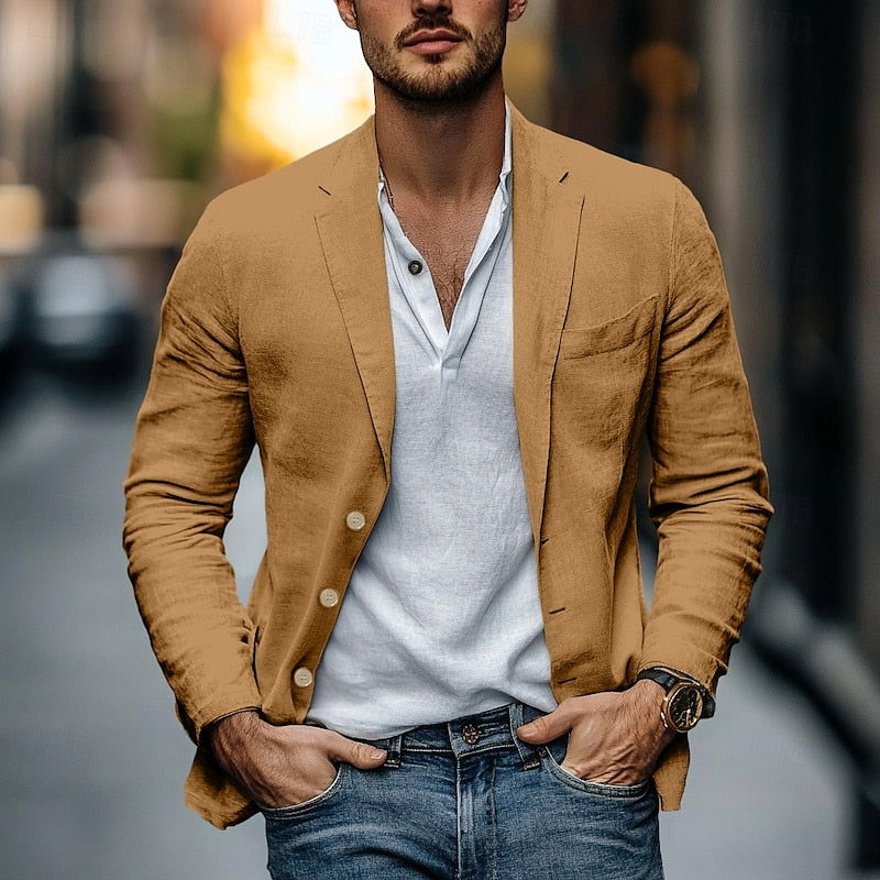 Stilren Linneblazer för Herrar - Sommar Casual Chic