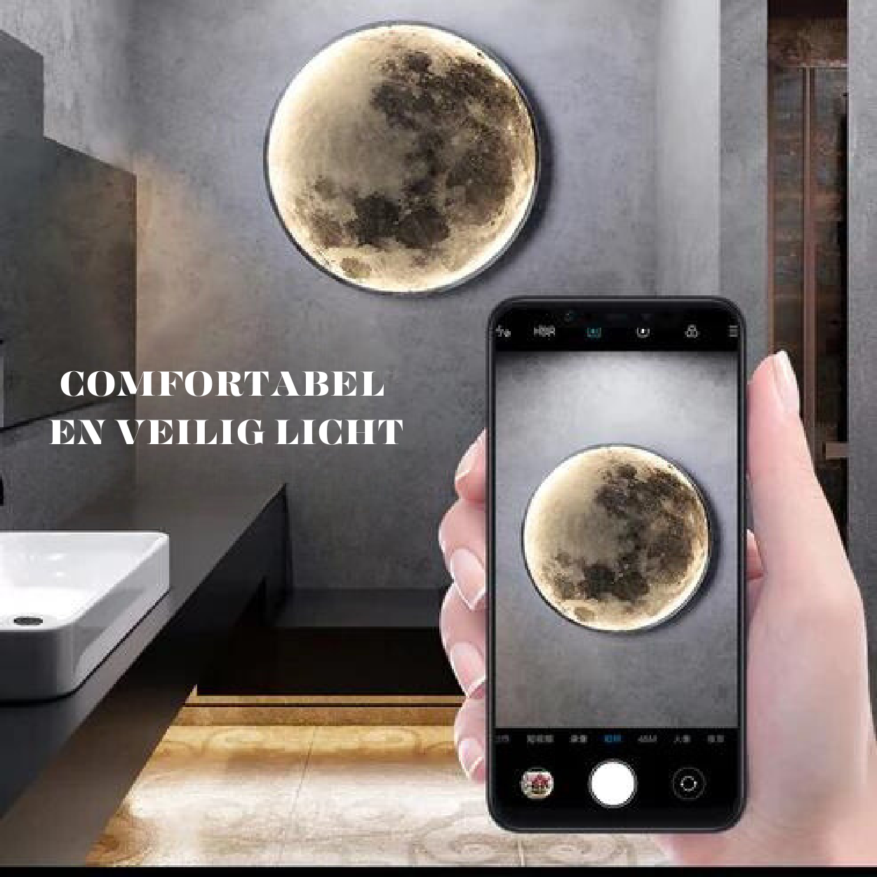 Lunatic Månlampa - Realistisk Månlamps med LED Dimbara Funktioner