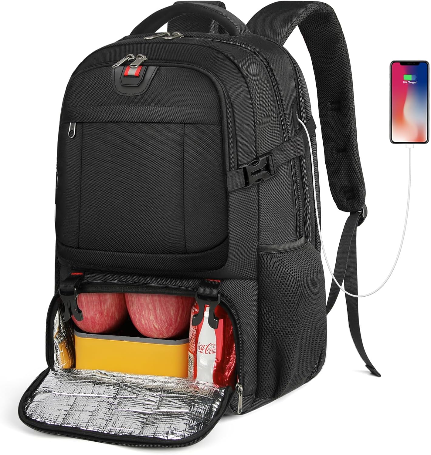 Extra stor lunch- och laptopreseryggsäck med USB-laddningsport