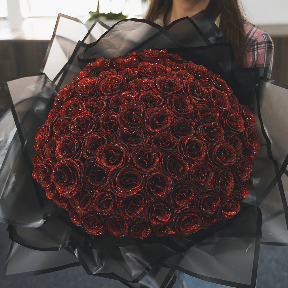 Luxe Glitter Rosbukett - För Alltid Blommande
