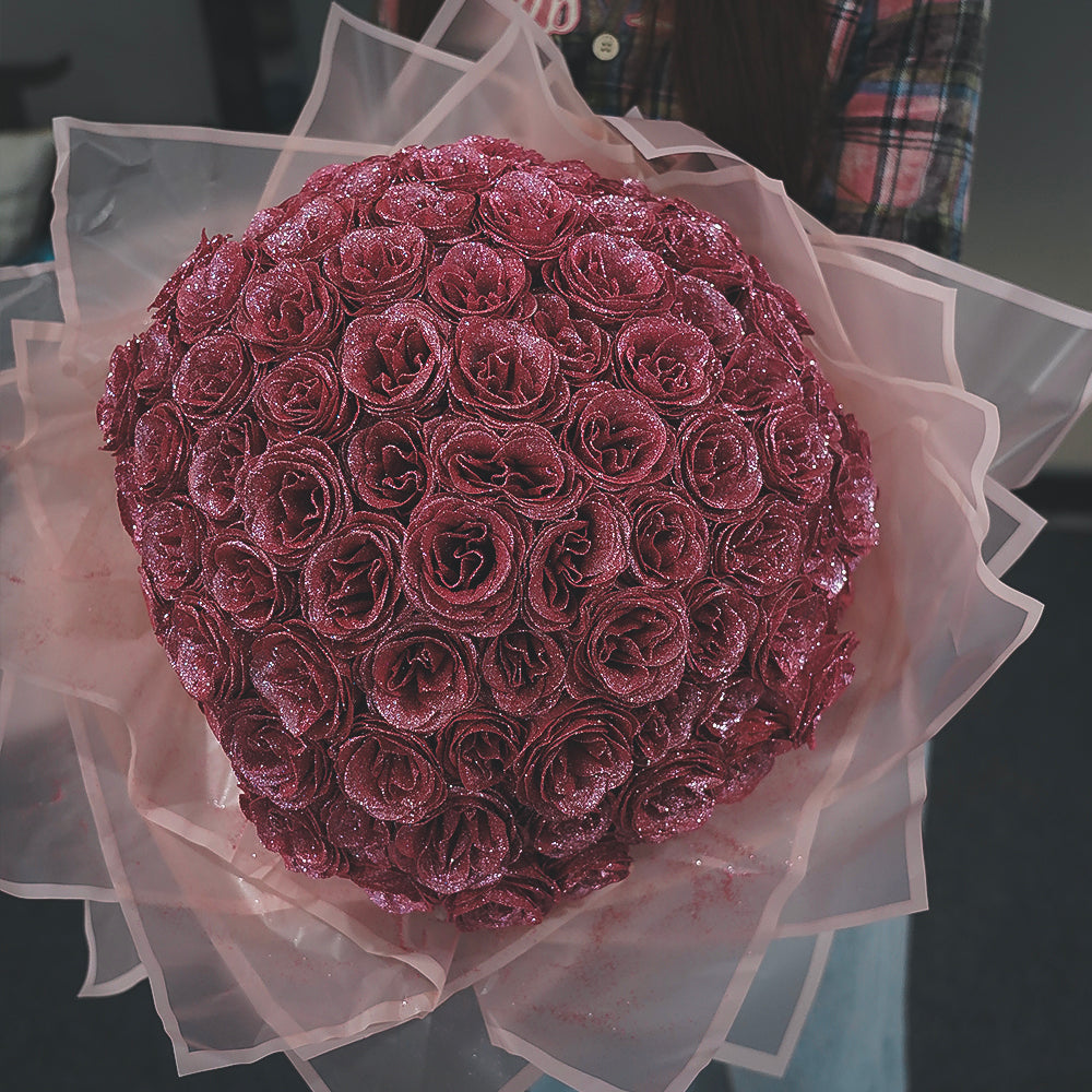 Luxe Glitter Rosbukett - För Alltid Blommande