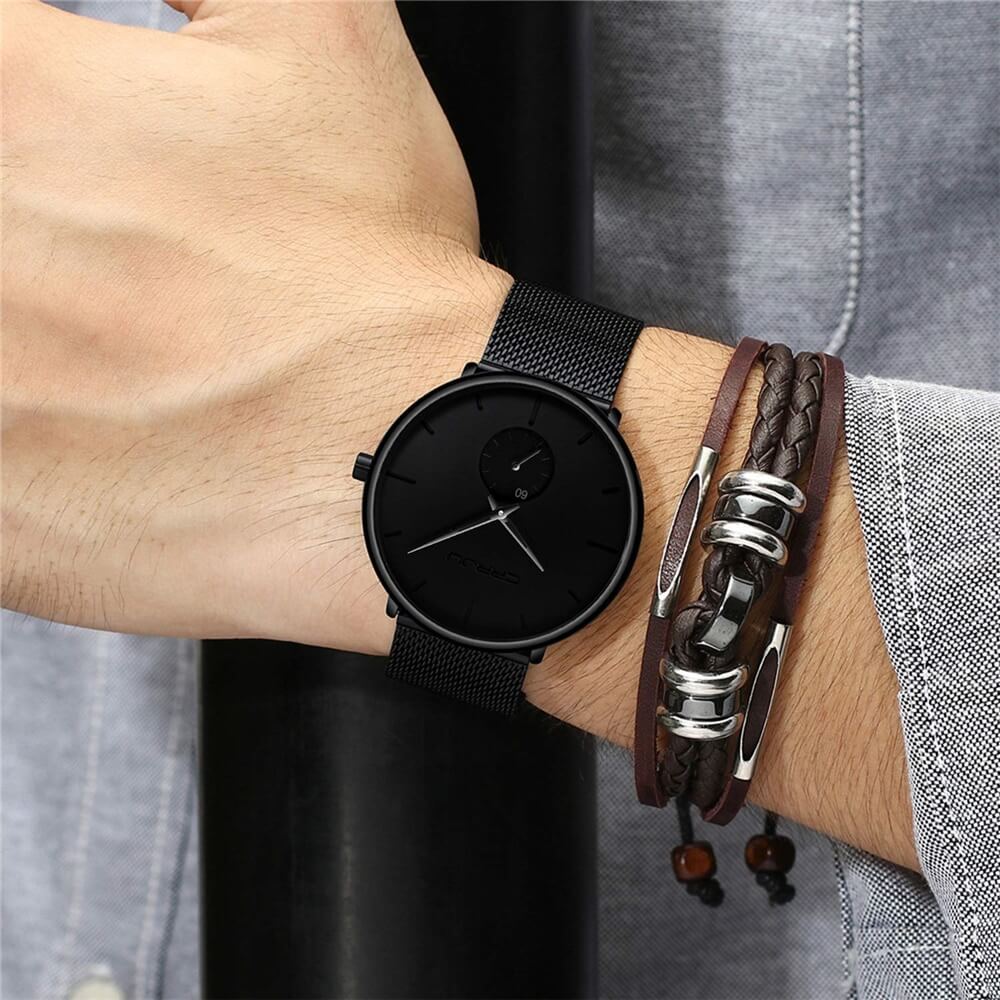 Luxe Quartz Klocka - Minimalistisk Design | Vattentålig