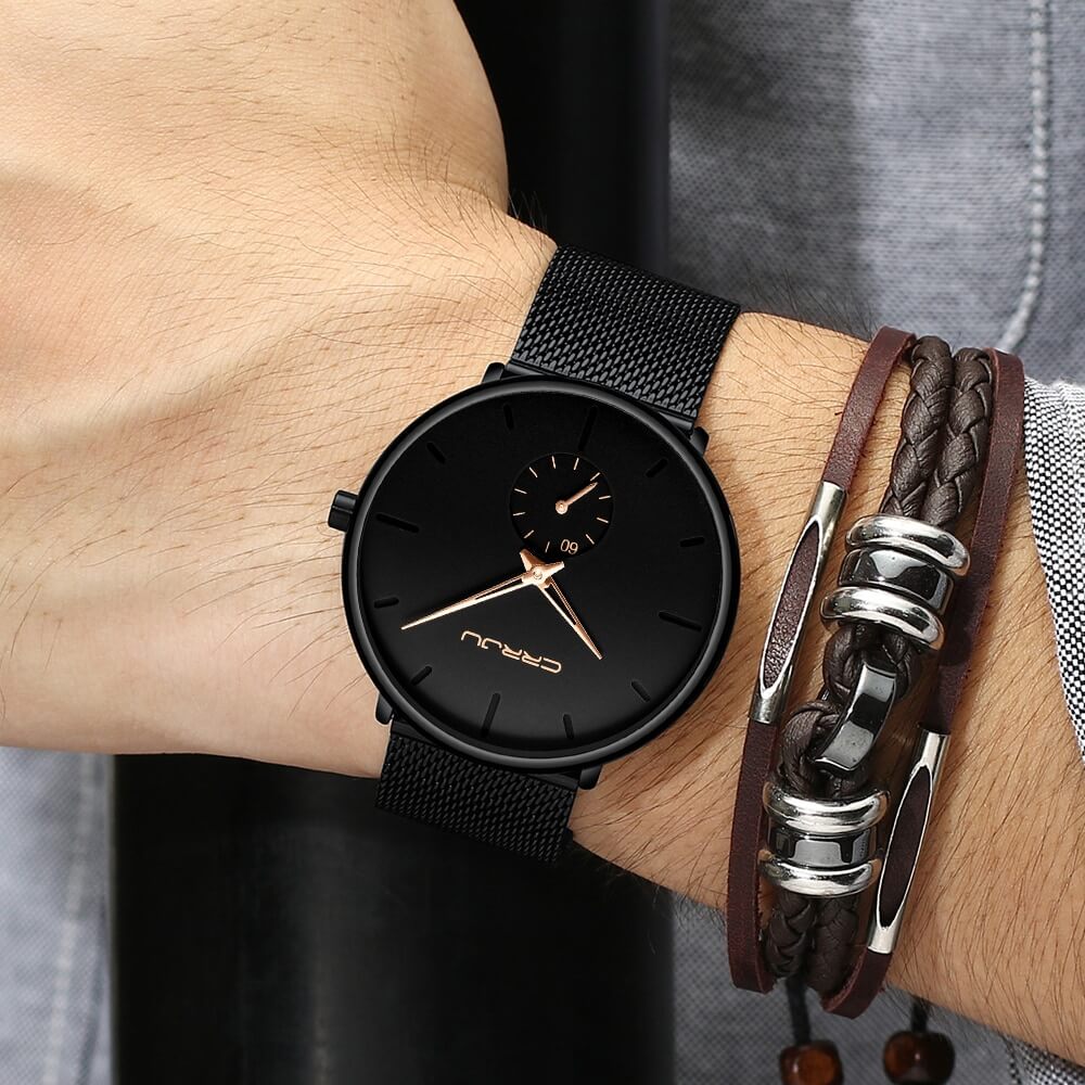 Luxe Quartz Klocka - Minimalistisk Design | Vattentålig