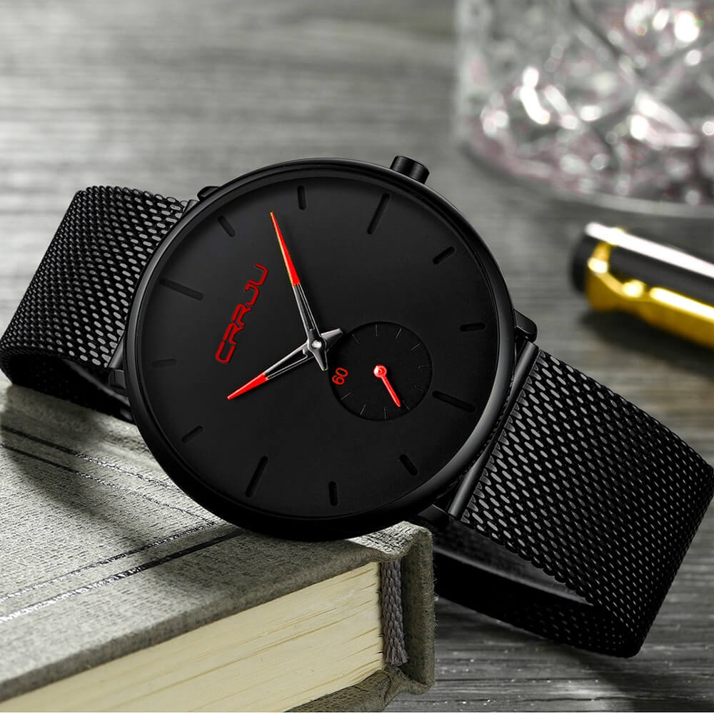 Luxe Quartz Klocka - Minimalistisk Design | Vattentålig