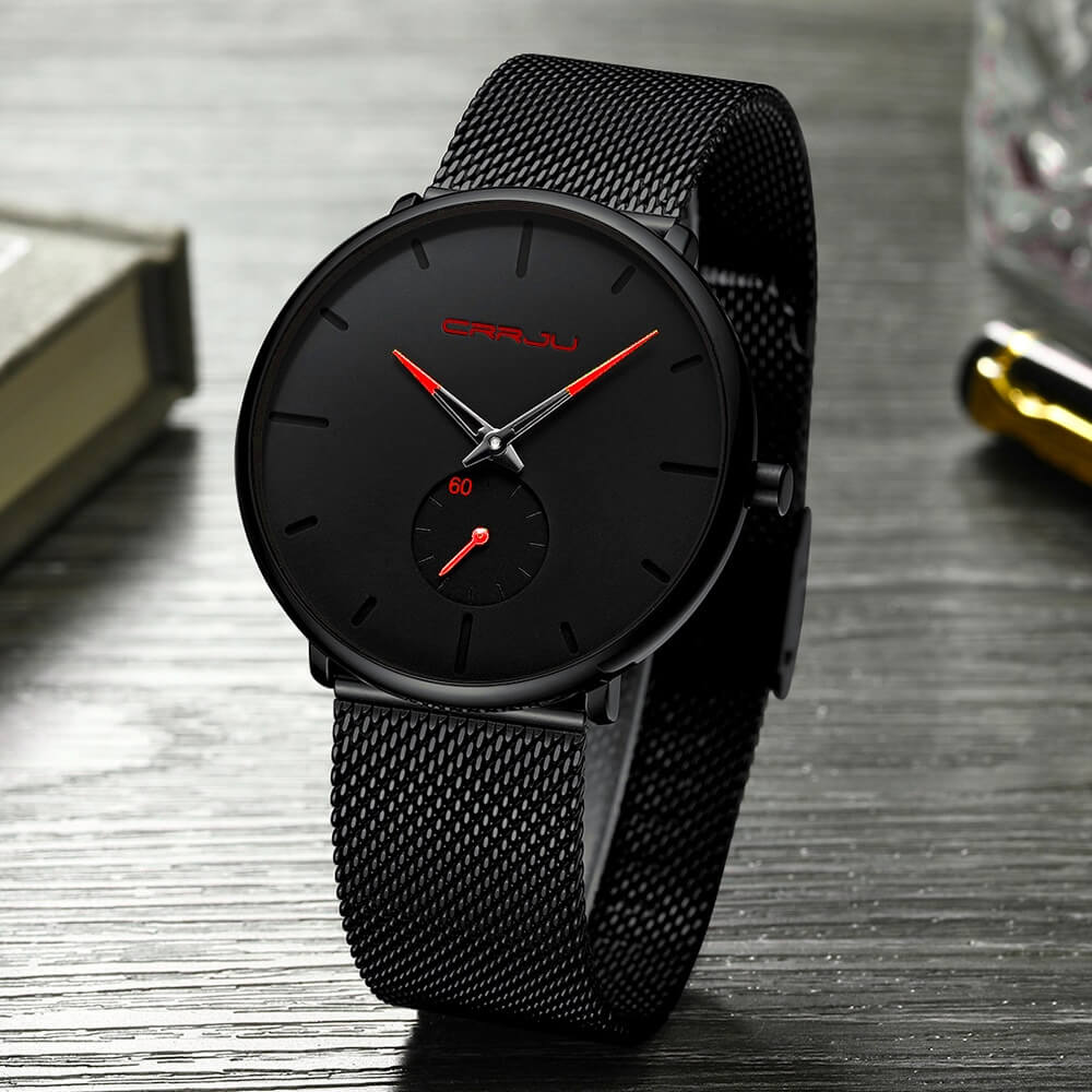 Luxe Quartz Klocka - Minimalistisk Design | Vattentålig