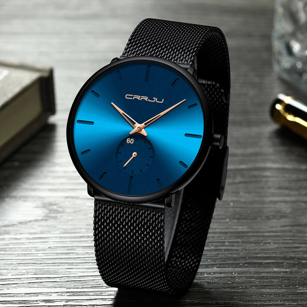Luxe Quartz Klocka - Minimalistisk Design | Vattentålig