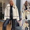 Luxe Korta Lammull Jacka | Elegant Beige Höstjacka