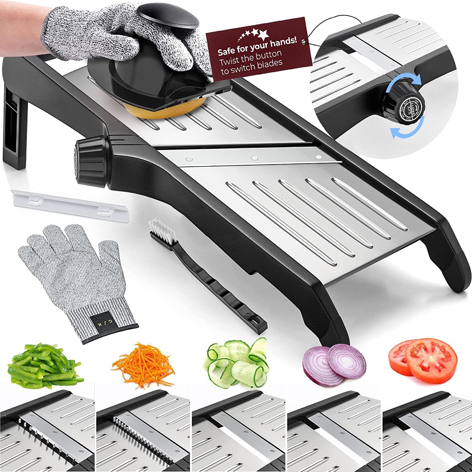 SlicerPro Säkerhetsset | Mandolin med Skärbeständiga Handskar