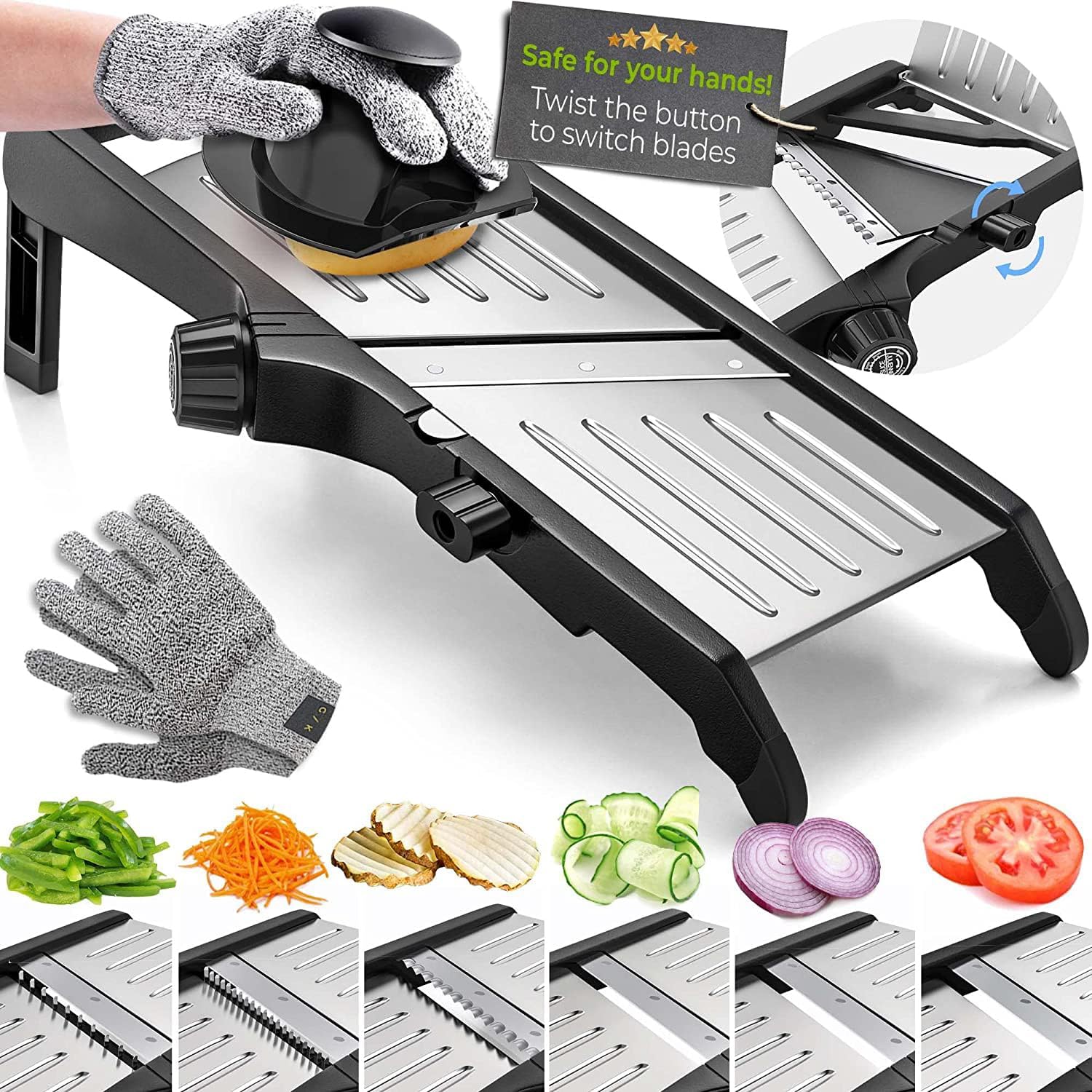 SlicerPro Säkerhetsset | Mandolin med Skärbeständiga Handskar