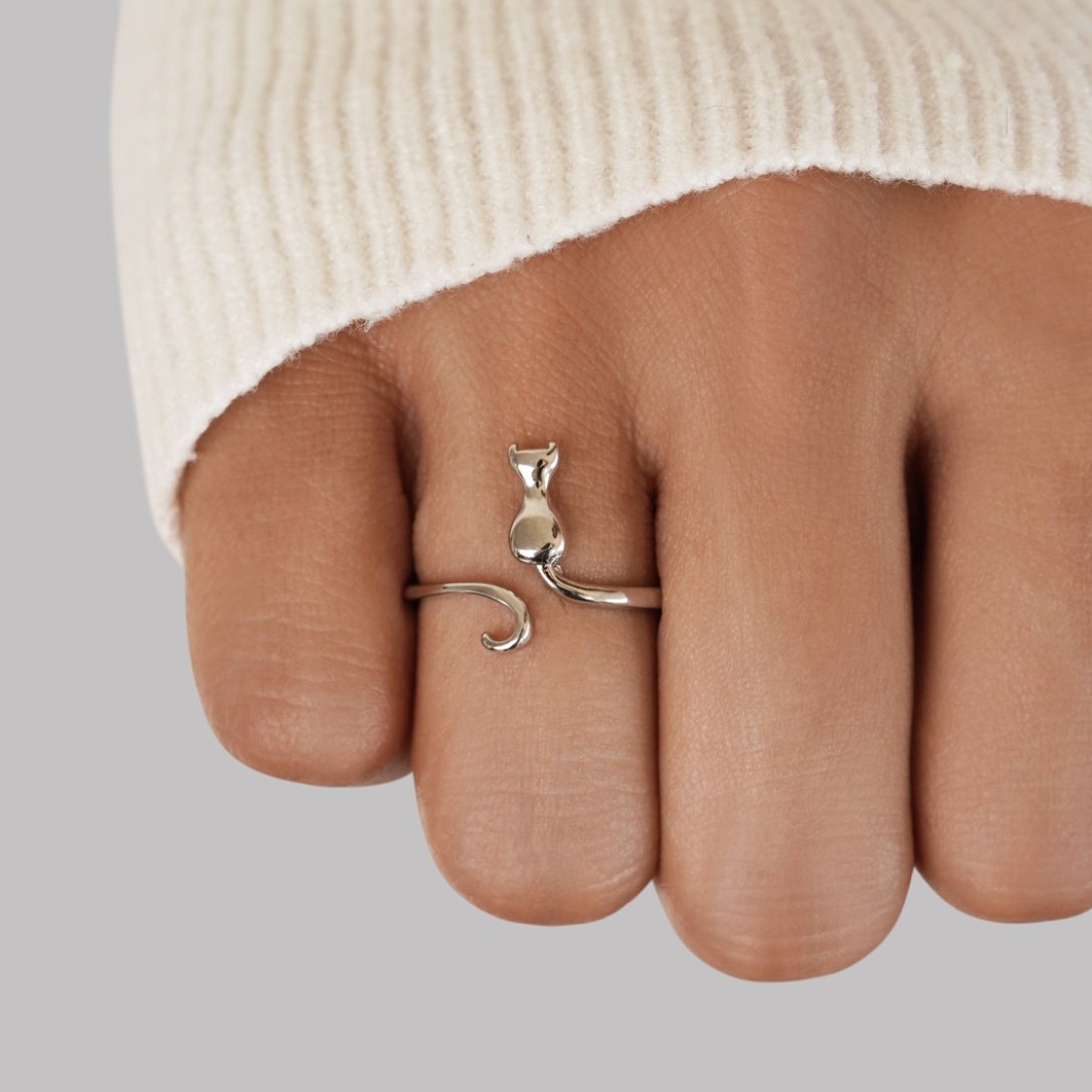 Katt Ring | Midnattskatt Silverring