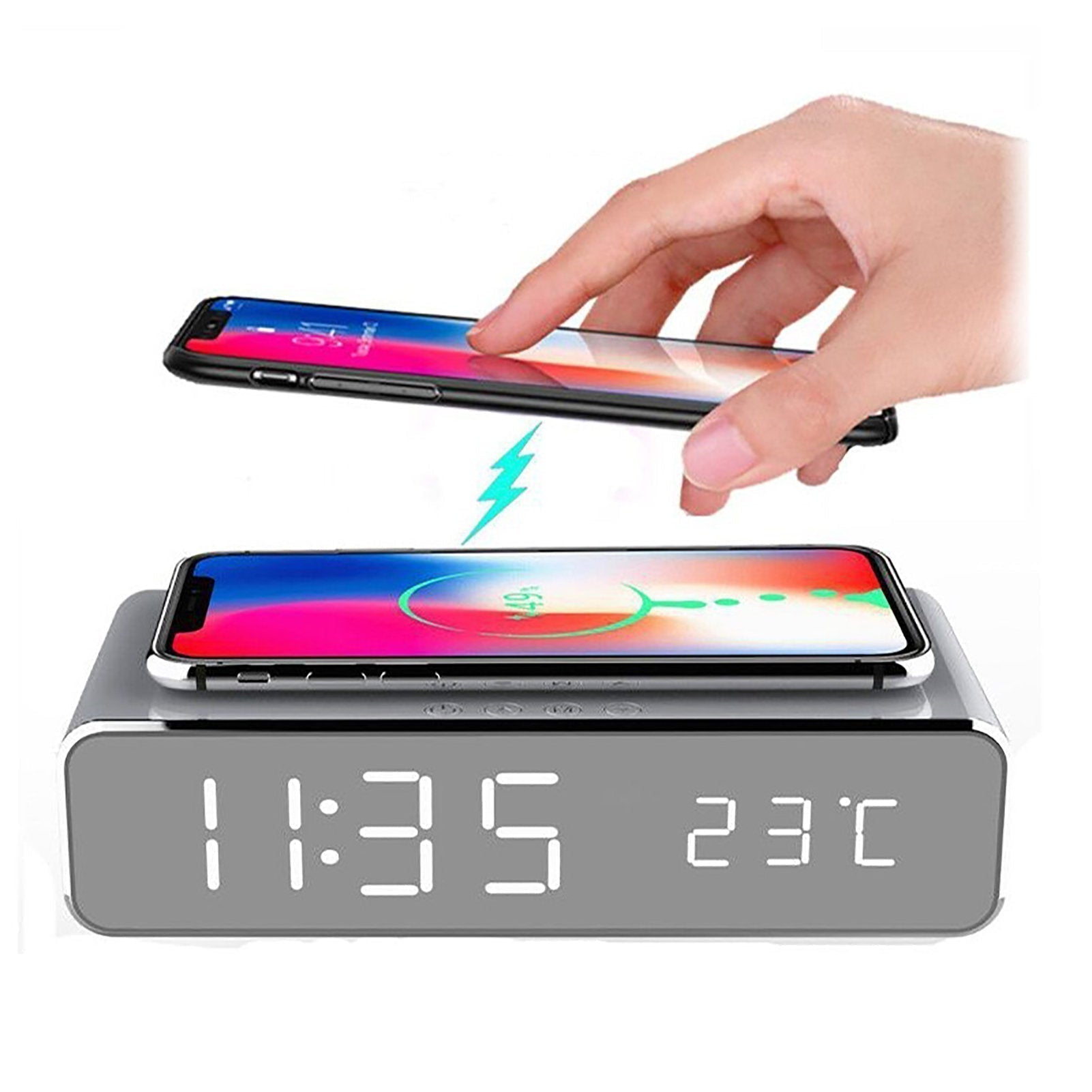 Trådlös Laddningsklocka | LED-display & Temperaturvisning