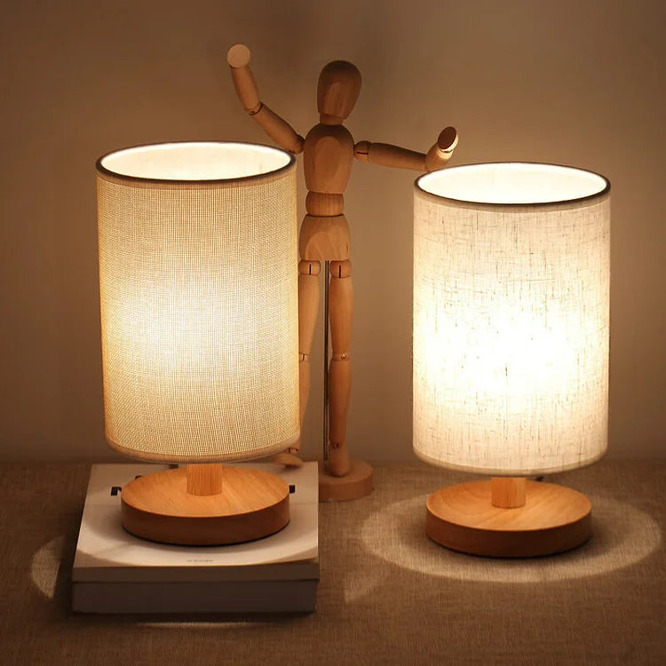 Modern Trä Nattduksbord Lampa | Dimbara & Fjärrkontroll