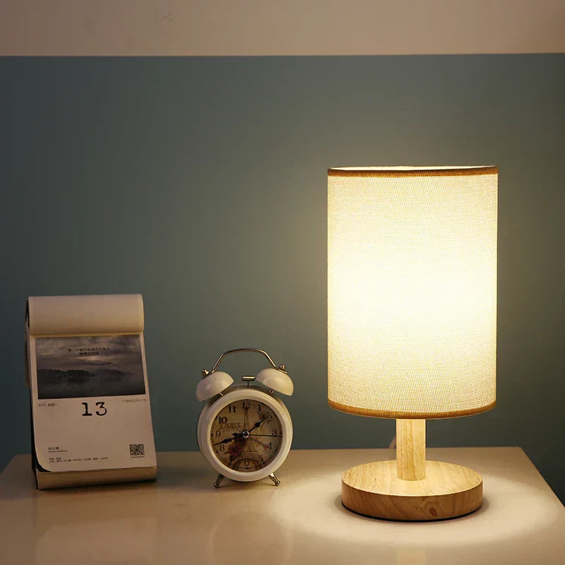 Modern Trä Nattduksbord Lampa | Dimbara & Fjärrkontroll
