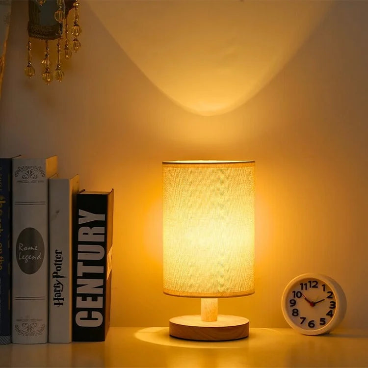 Modern Trä Nattduksbord Lampa | Dimbara & Fjärrkontroll