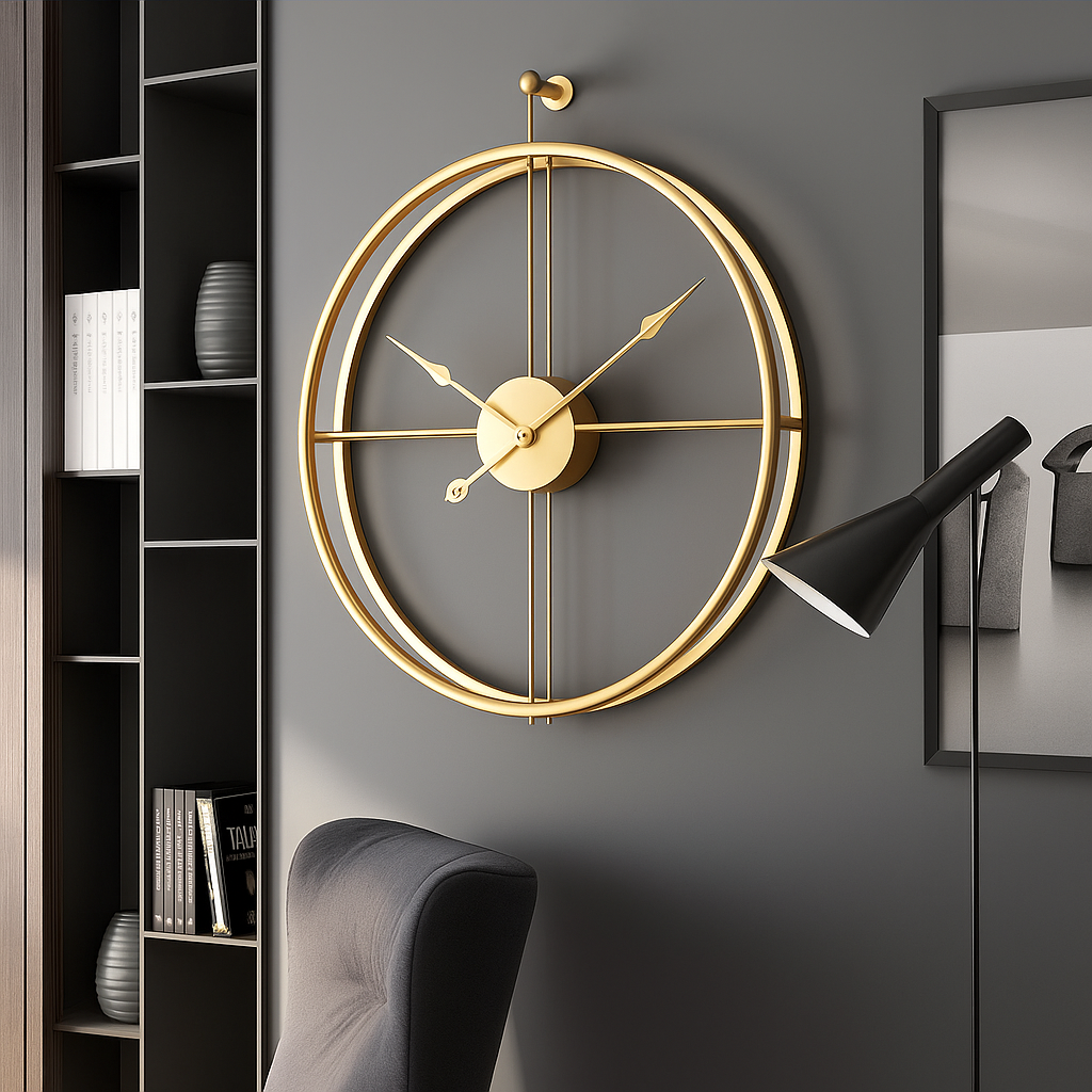 Vermilion Väggklocka | Tyst Stil | Svart/Grå Design – 55/60 cm