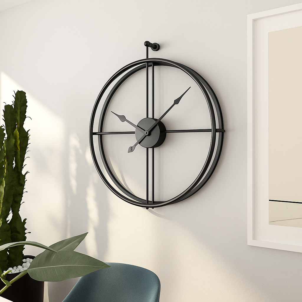 Vermilion Väggklocka | Tyst Stil | Svart/Grå Design – 55/60 cm