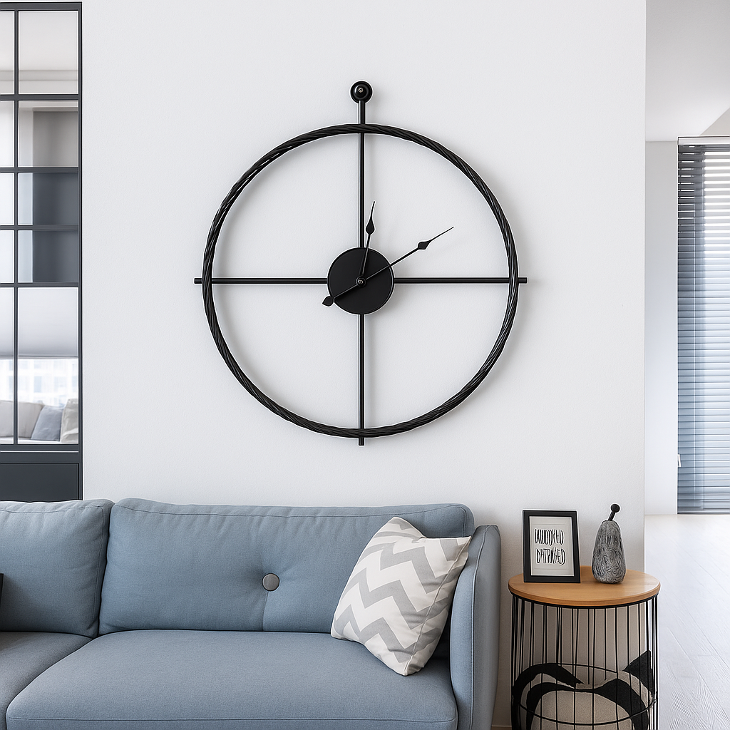 Vermilion Väggklocka | Tyst Stil | Svart/Grå Design – 55/60 cm