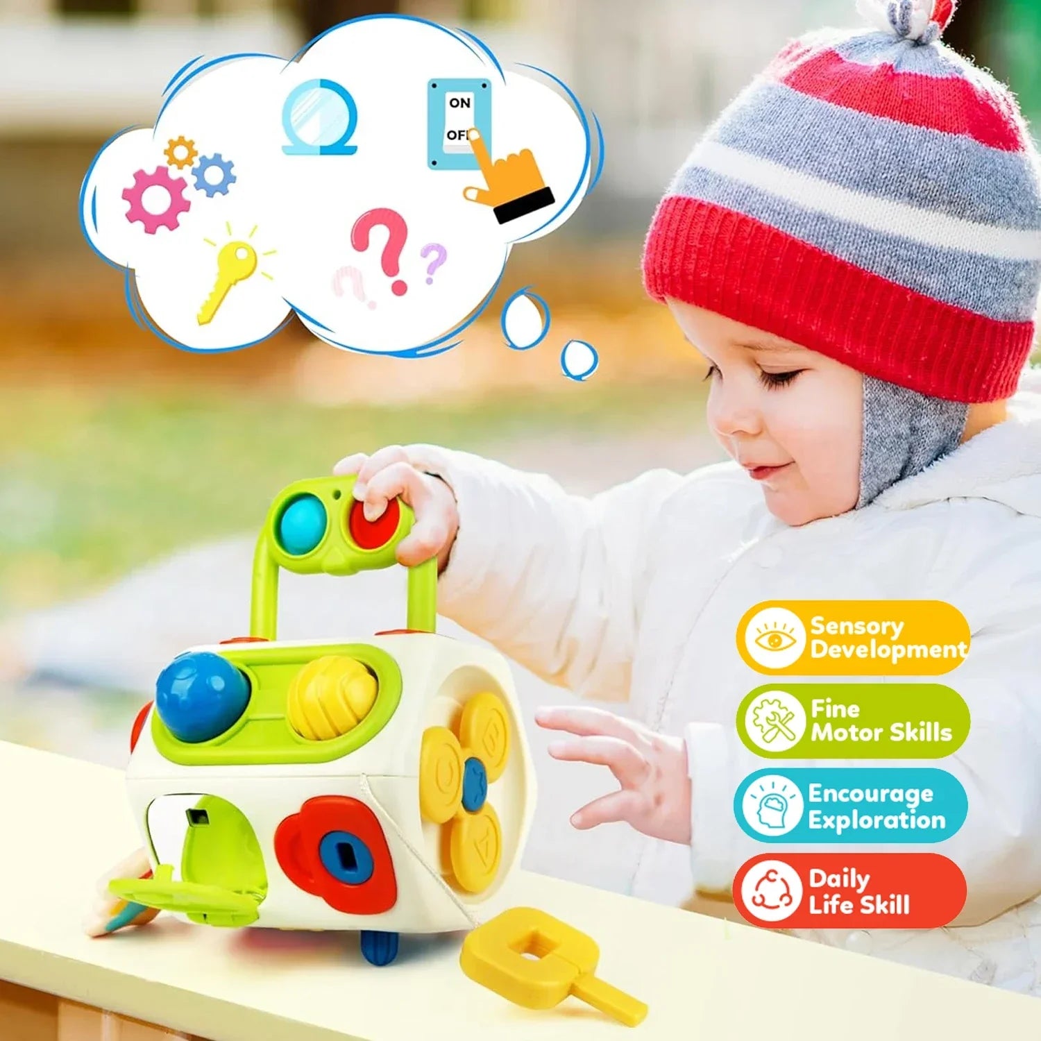 Montessori Busy Cube - Sensoriskt Aktivitetsleksak