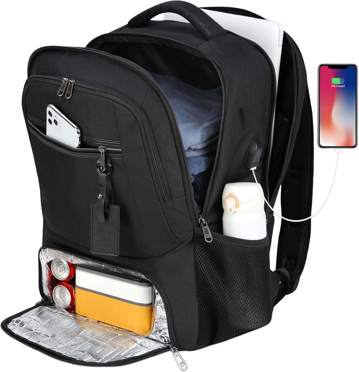 Vattentät Laptop- och Lunchryggsäck med USB-port – Mångsidig Resväska
