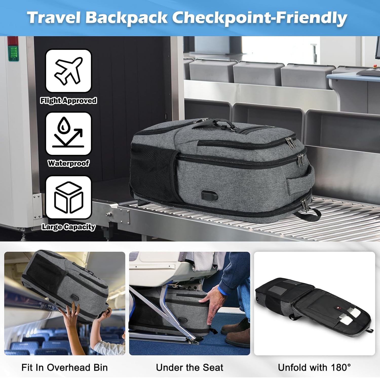 Vattentät Laptop- och Lunchryggsäck med USB-port – Mångsidig Resväska