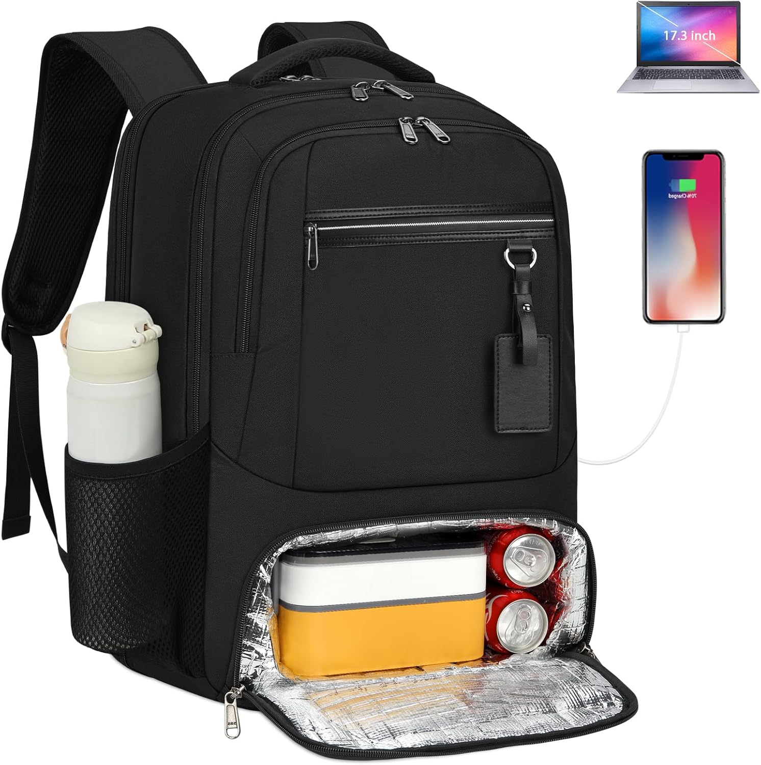 Vattentät Laptop- och Lunchryggsäck med USB-port – Mångsidig Resväska