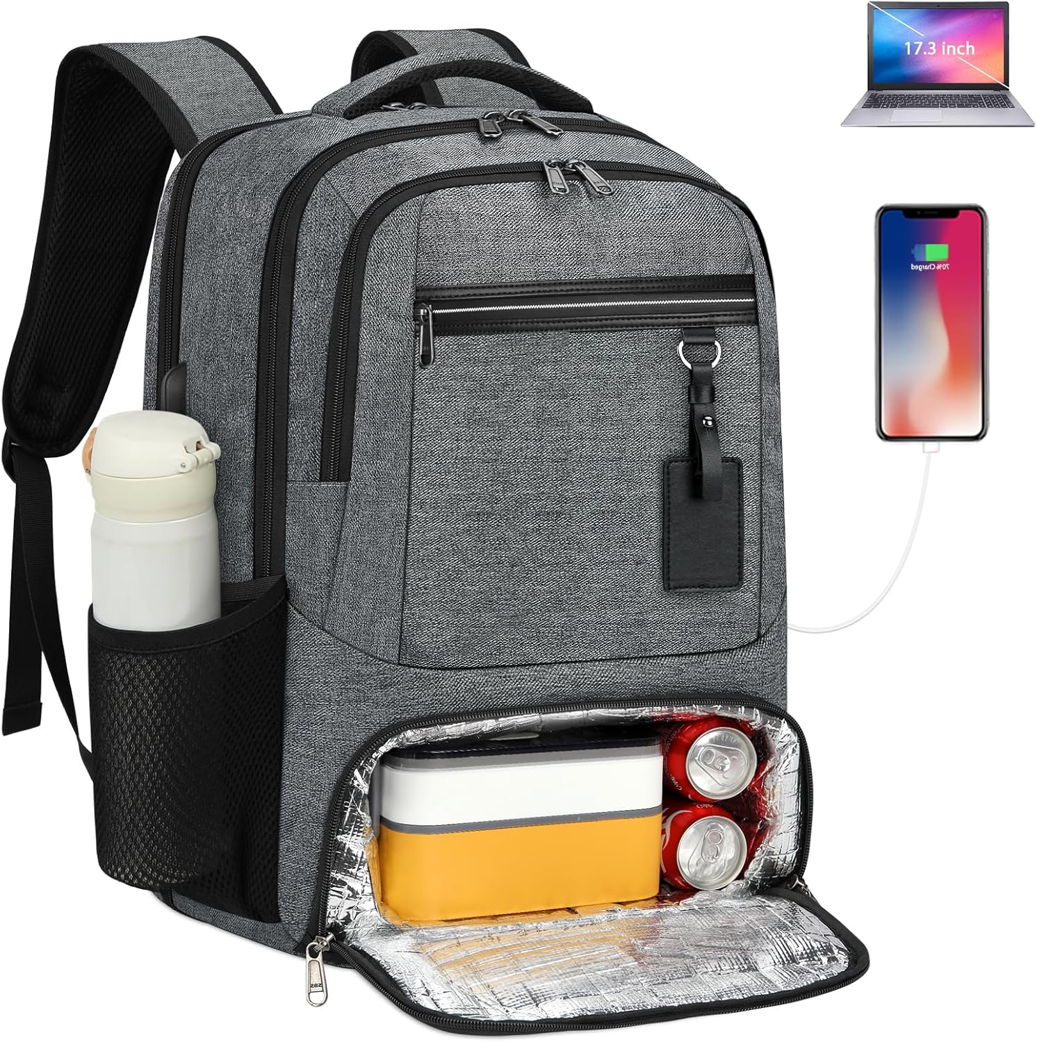 Vattentät Laptop- och Lunchryggsäck med USB-port – Mångsidig Resväska