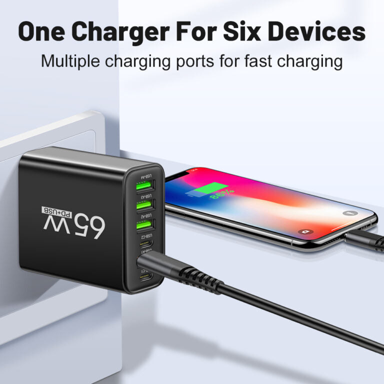 PowerHub 65W Multi-laddare – Effektiv och snabb för flera enheter
