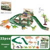 Parkeringsbana Byggset Barn - Polisfordon & Dinosaurier