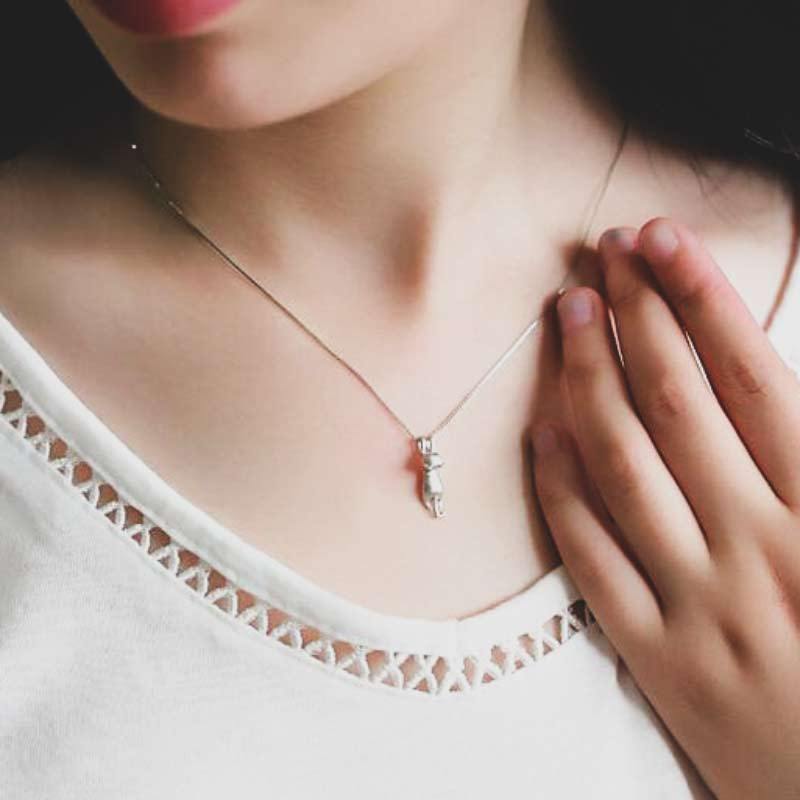 Katt Halsband | 925 Silver Halsband med Katt Hänge